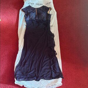 Betsy & Adam Navy Sequin Maxi Dress